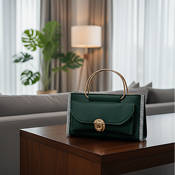The "Aurora" Green Sparkle-Trim Evening Bag