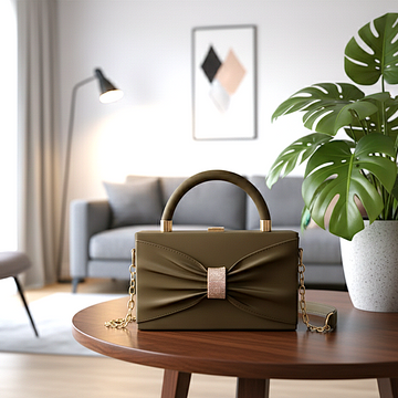 The Seraphina Brown Bow Box Clutch