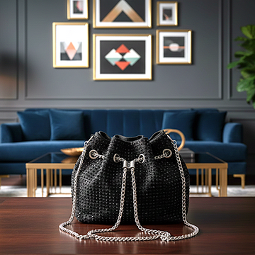 The Rhinestone Black Pearl Pouch