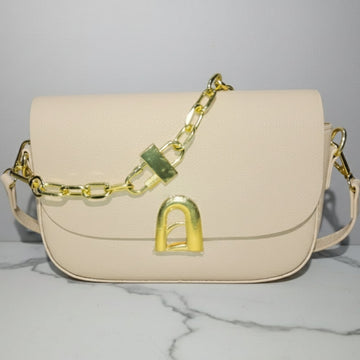 The 'Chic Curve' Beige Crossbody Bag